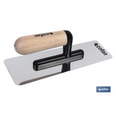 LLANA ACERO INOX PULIDO ANTI QUEMADURAS MANGO MADERA 240X100X0,6 (PACK: 1 UDS)