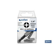 SURTIDO PUNTAS 1/4 PZ-1-2-3X25 + ADAPTADOR (PACK: 1 UDS)