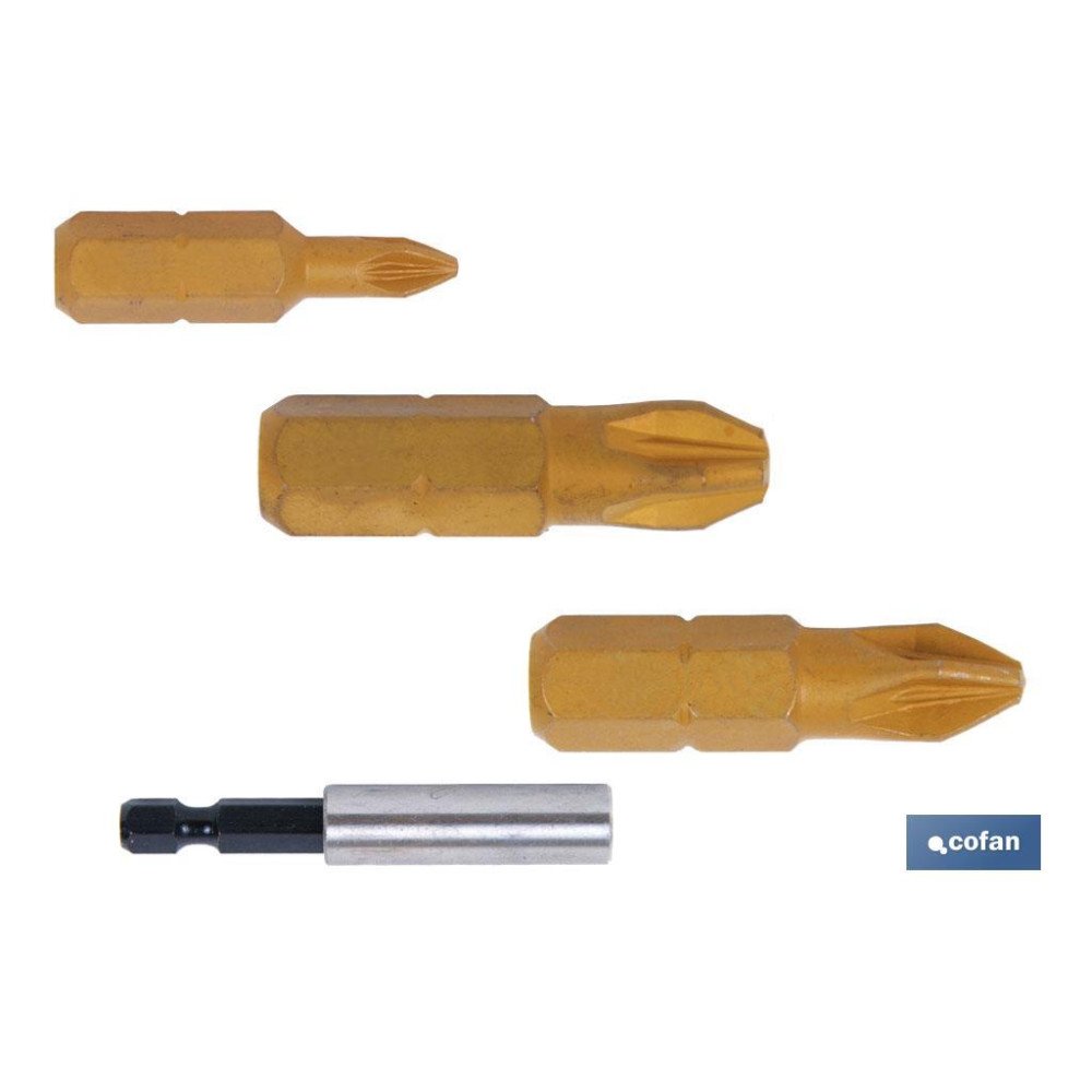 SURTIDO PUNTAS 1/4 TIN PZ-1-2-3X25+ADAPTADOR (PACK: 1 UDS)