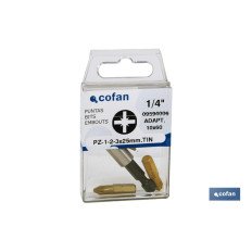 SURTIDO PUNTAS 1/4 TIN PZ-1-2-3X25+ADAPTADOR (PACK: 1 UDS)