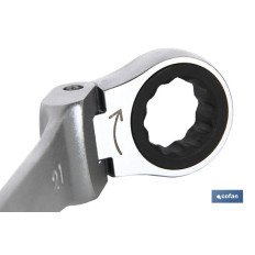 LLAVE COMBINADA ARTICULADA 180º DE CARRACA 21MM (PACK: 1 UDS)