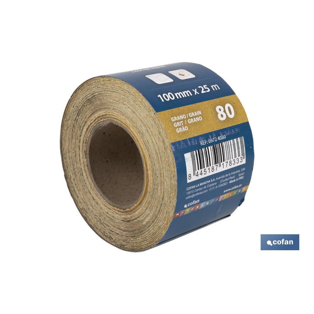 ROLLO LIJA DE PAPEL 100 X 25 M. G.80 (PACK: 1 UDS)