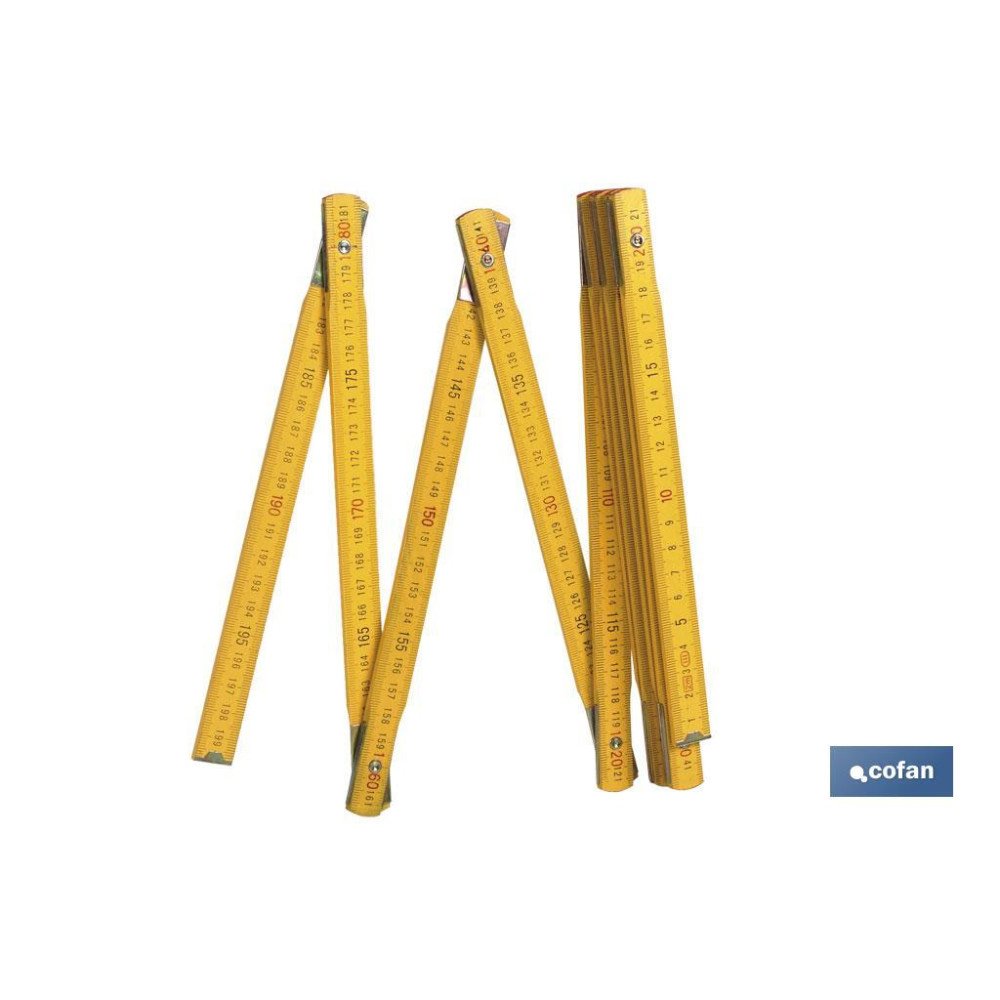 REGLA DE MADERA 2M. COLOR AMARILLO (PACK: 1 UDS)
