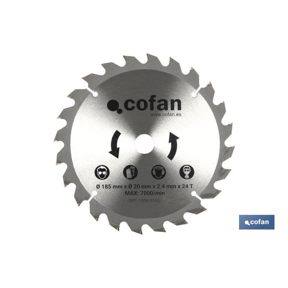 DISCO CORTE PARA MADERA ø185mm x 20mm x 2.4mm x 24T (PACK: 1 UDS)