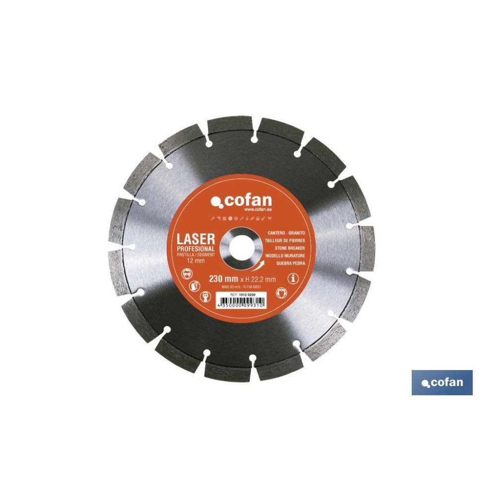 DISCO DIAMANTE MODELO CANTERO 230MM. (PACK: 1 UDS)