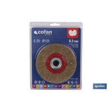 RUEDA ALAMBRE E.32mm ONDULADO Ø150 A.LATON 0.3mm (PACK: 1 UDS)
