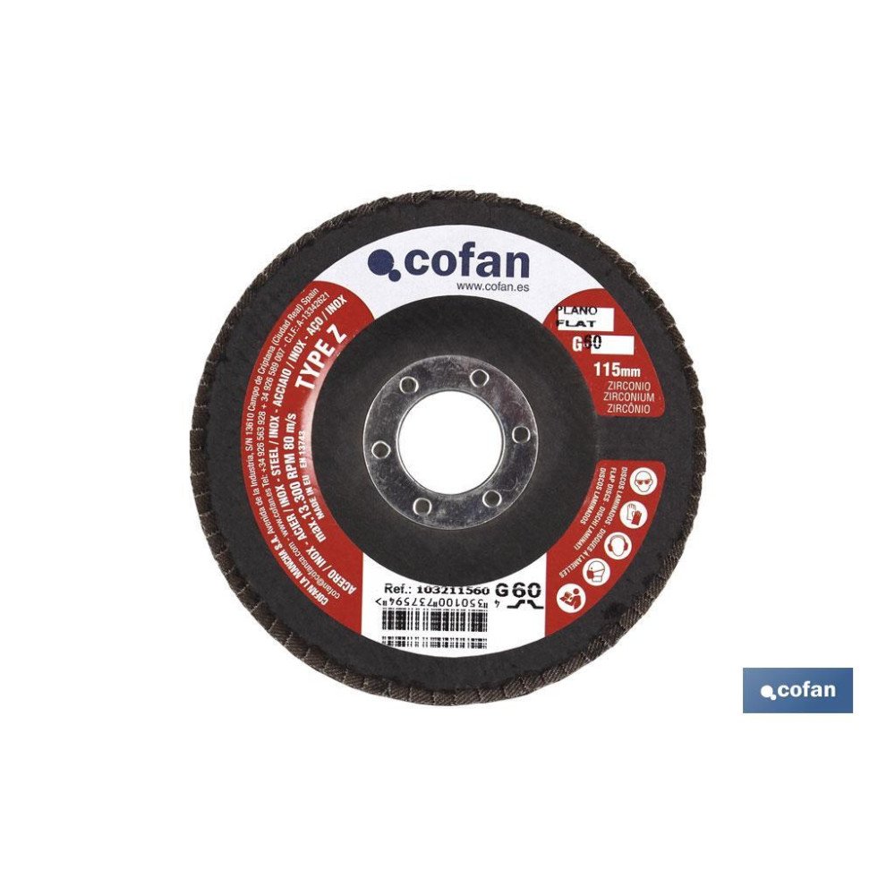 DISCO LAMINADO ESTANDAR PLANO 115 MM. G-120 ZIRCONIO (PACK: 5 UDS)