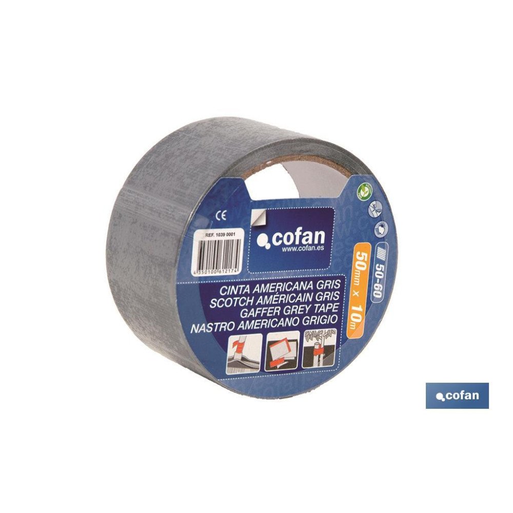 CINTA AMERICANA GRIS 180 MICRAS 50 MM X 10 M (PACK: 1 UDS)