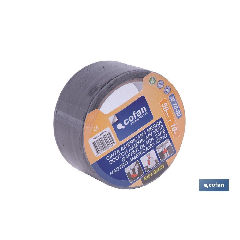 CINTA AMERICANA NEGRA 190 MICRAS 50 MM X 50 M (PACK: 1 UDS)