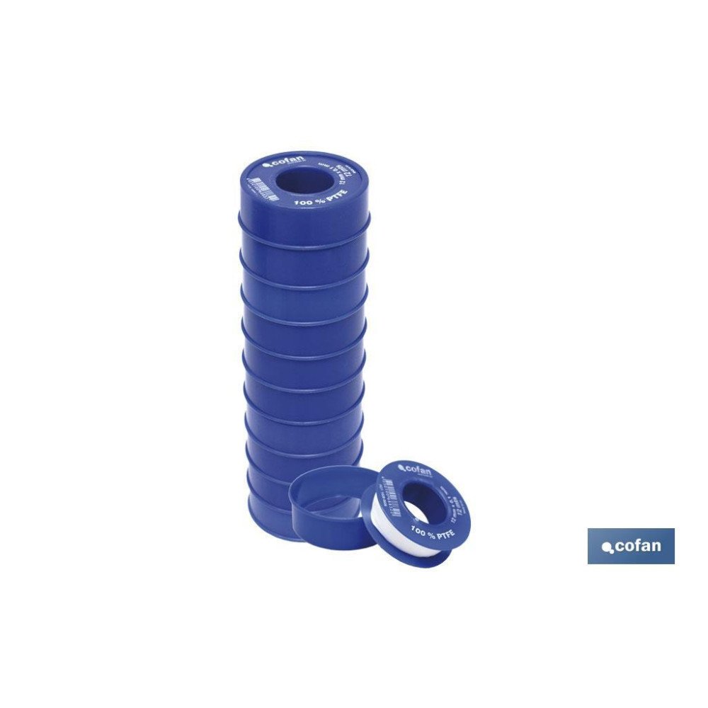 ROLLO 12 MTS CINTA PTFE DE 12mm X 0,10mm (PACK: 10 UDS)