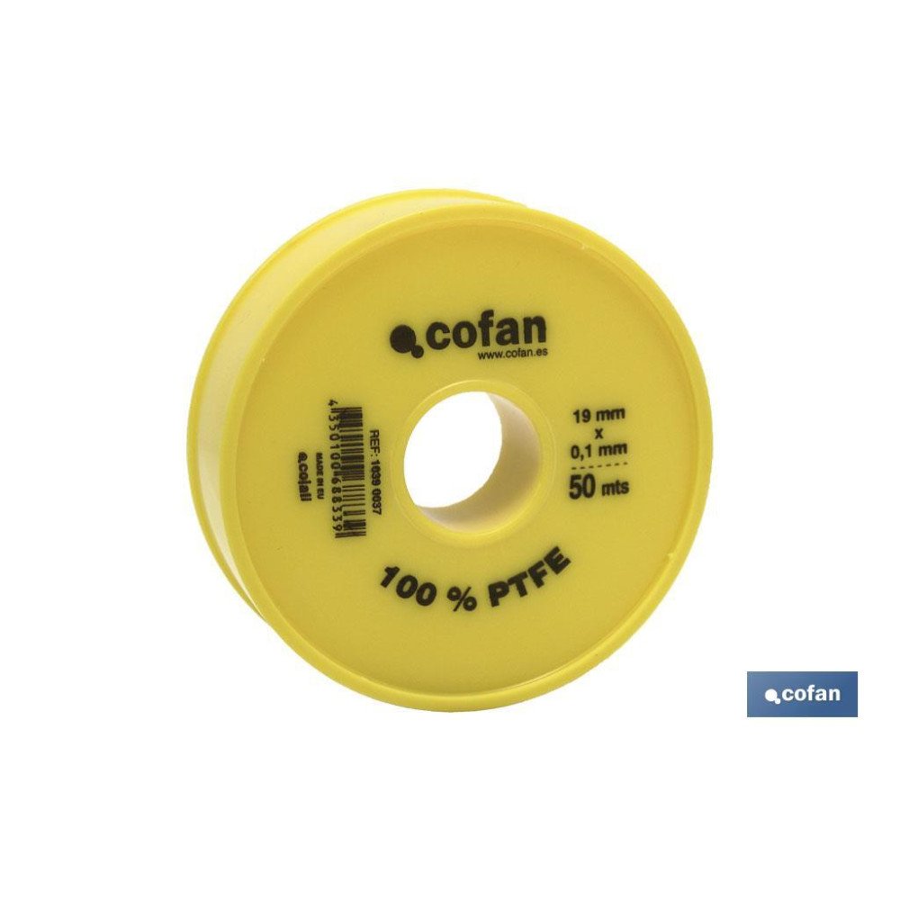 ROLLO 50 MTS CINTA PTFE DE 19mm X 0,10mm (PACK: 10 UDS)