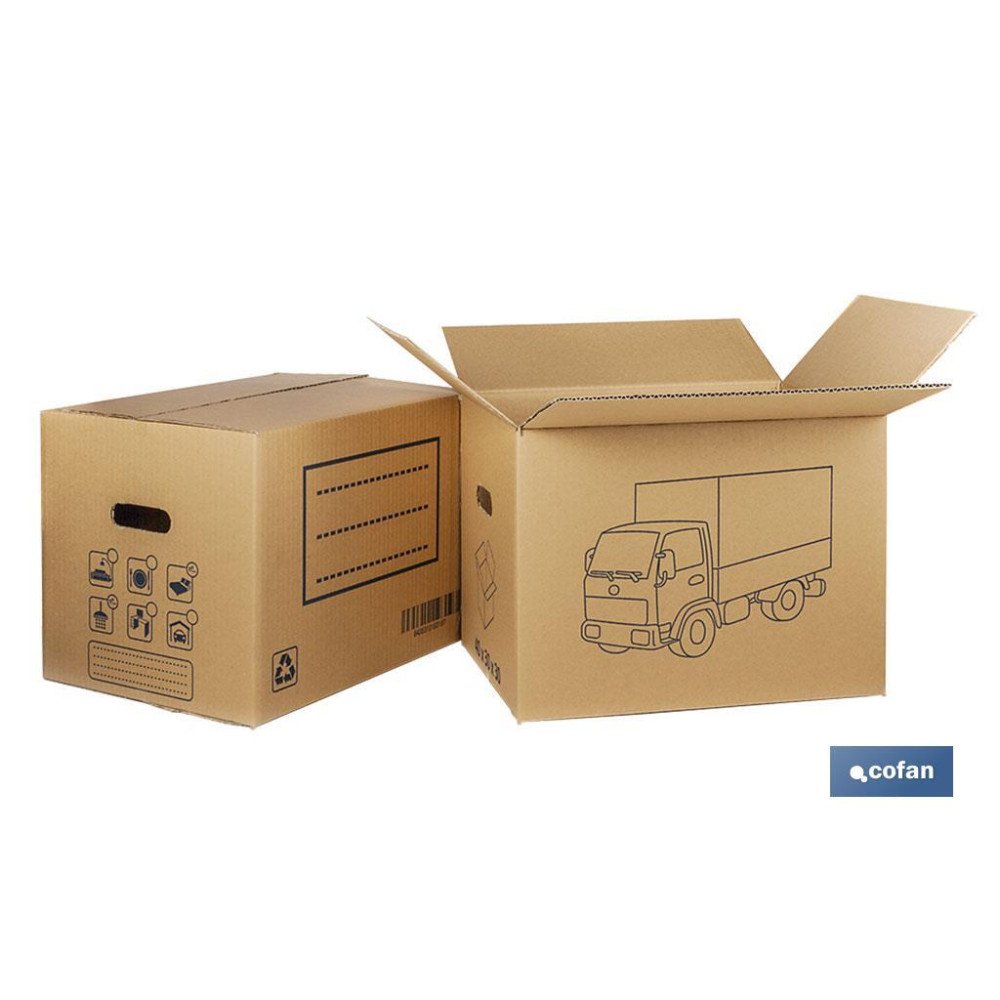 CAJA DE CARTÓN PARA MUDANZA CON ASA TROQUEL 40X30X30 CM (PACK: 10 UDS)