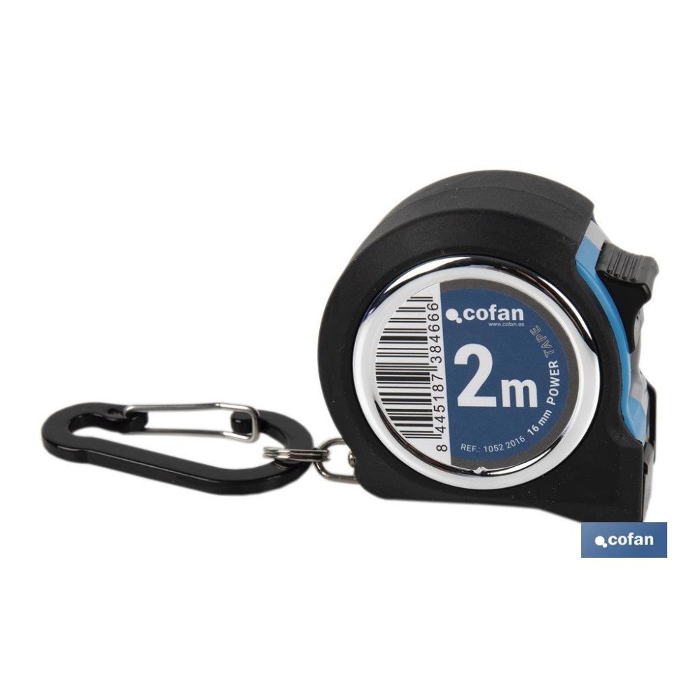 FLEXÓMETRO STANDARD + MOSQUETÓN 16 MM X 2 M (PACK: 1 UDS)