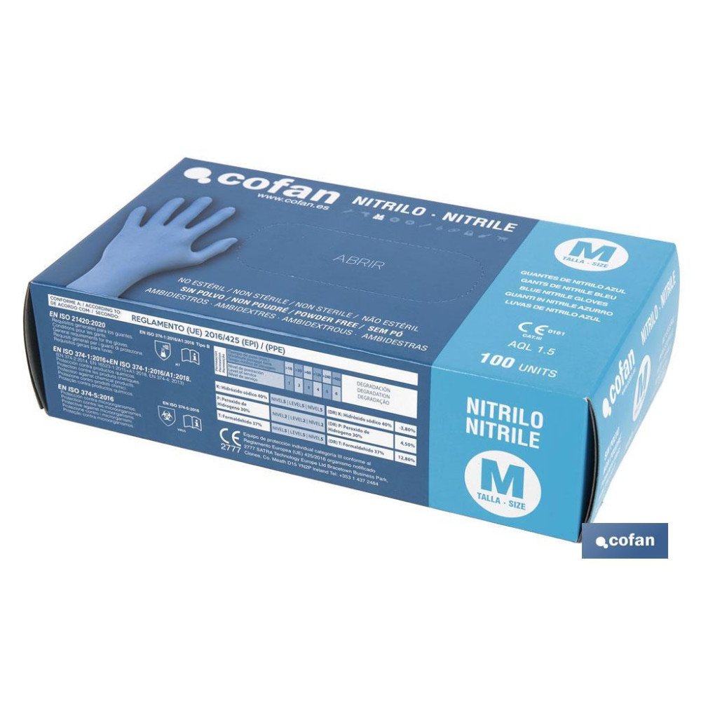 CAJA 100 UNDS. GUANTES DE NITRILO T - M (PACK: 1 UDS)
