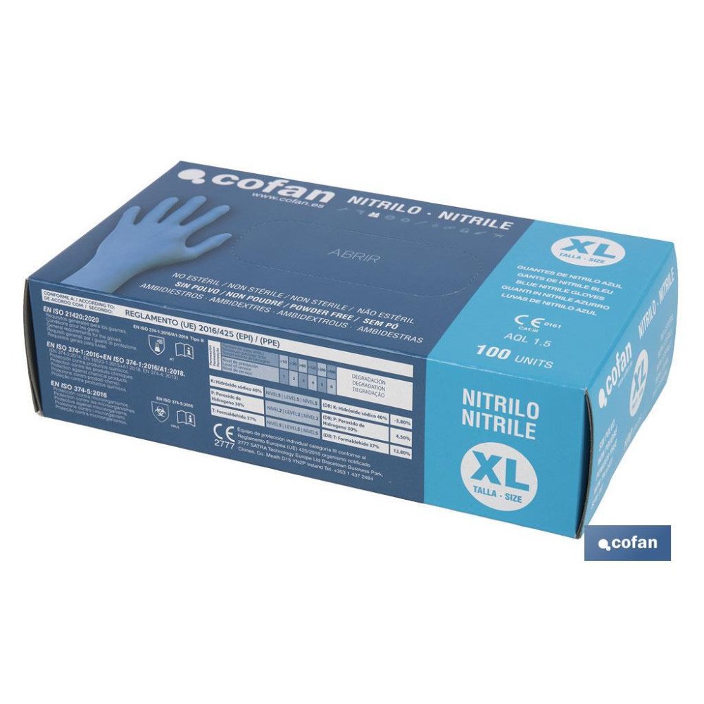 CAJA 100 UNDS. GUANTES DE NITRILO T - XL (PACK: 1 UDS)