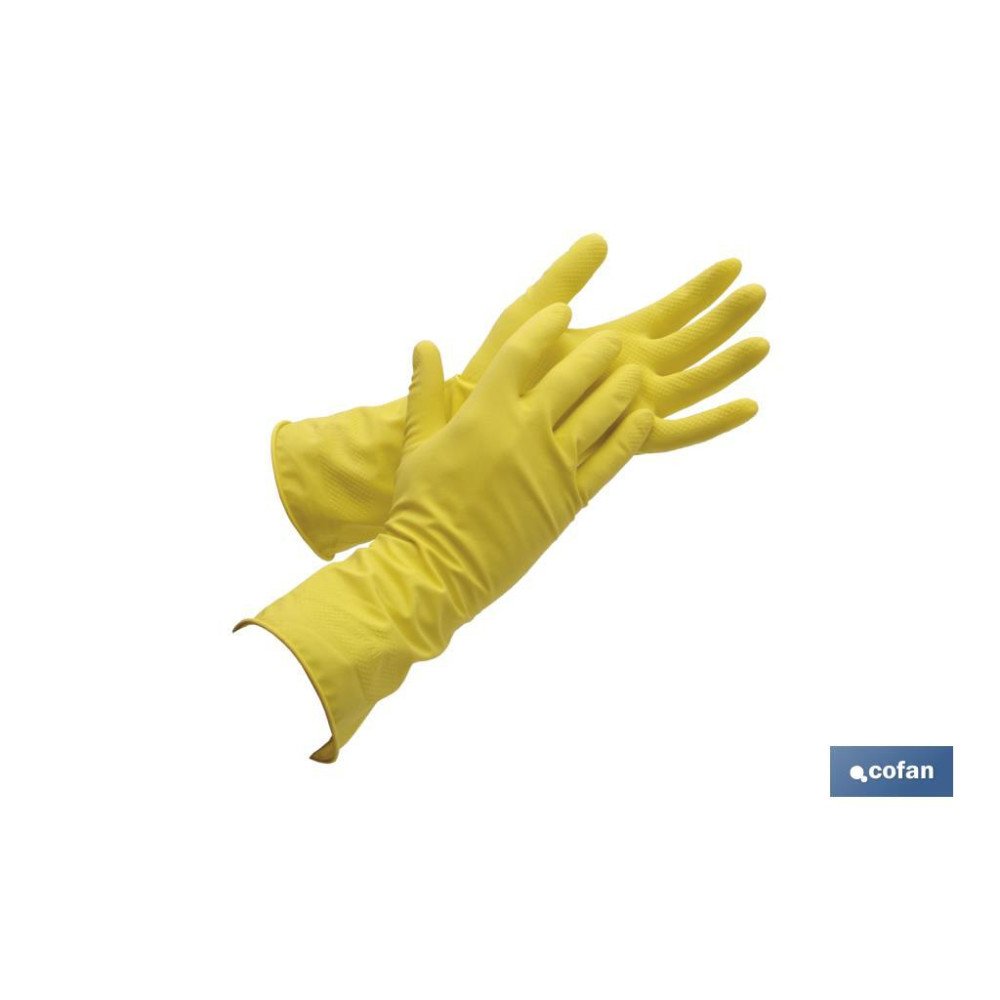 GUANTE AMARILLO LATEX FLOCADO T 7 (PACK: 12 UDS)