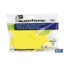 GUANTE AMARILLO LATEX FLOCADO T 8 (PACK: 12 UDS)