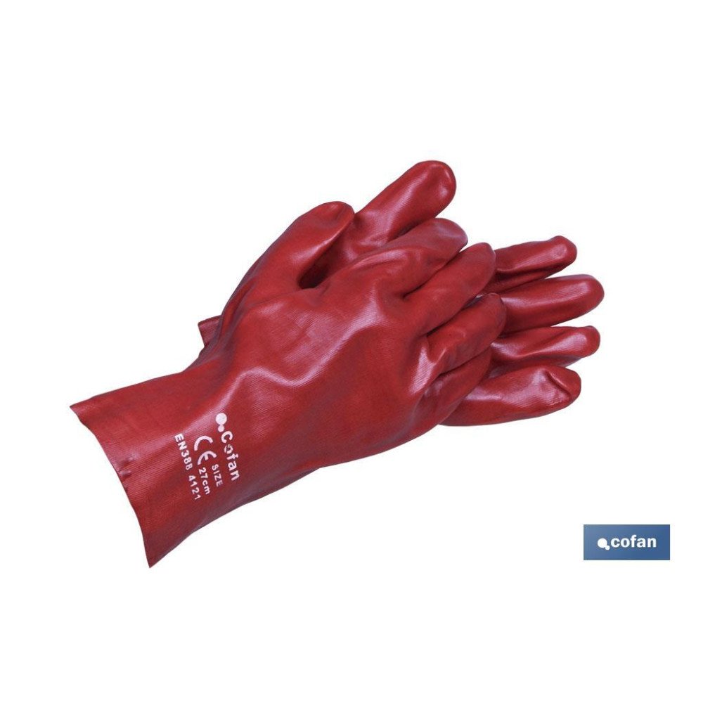 GUANTE PVC ESTANCO ROJO DE 27 Cms. (PACK: 12 UDS)