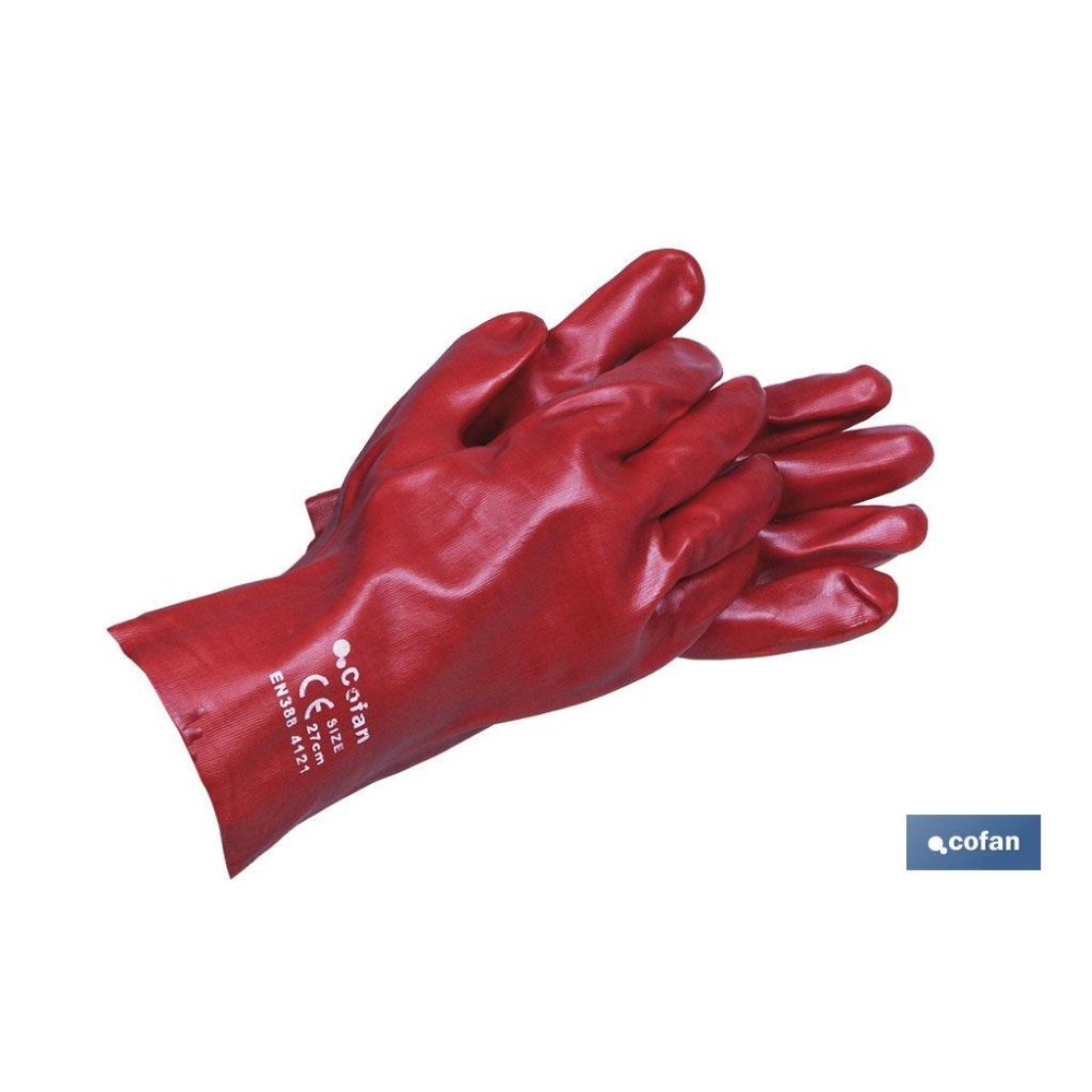 GUANTE PVC ESTANCO ROJO DE 35 Cms. (PACK: 12 UDS)