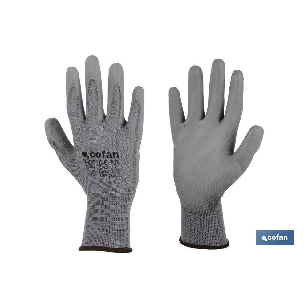 BLISTER G. 100% POLIEST. IMPREG. PU GRIS T-9 BL VENTA UNITARIA (PACK: 1 UDS)