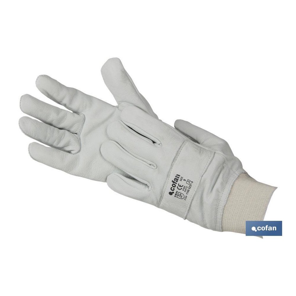 GUANTE AJUSTABLE DE PIEL DE FLOR VACUNO REFORZADO TALLA 9 VENTA UNITARIA (PACK: 1 UDS)