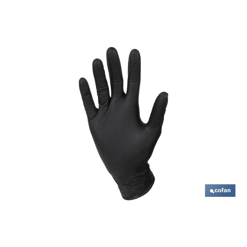 CAJA 100 UDS. GUANTES DE NITRILO NEGRO DIAMANTADO 8,5 G TALLA S (PACK: 1 UDS)