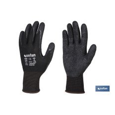 GUANTE SOPORTE POLIESTER IMPREGNADO LATEX NEGRO T-10 (PACK: 12 UDS)