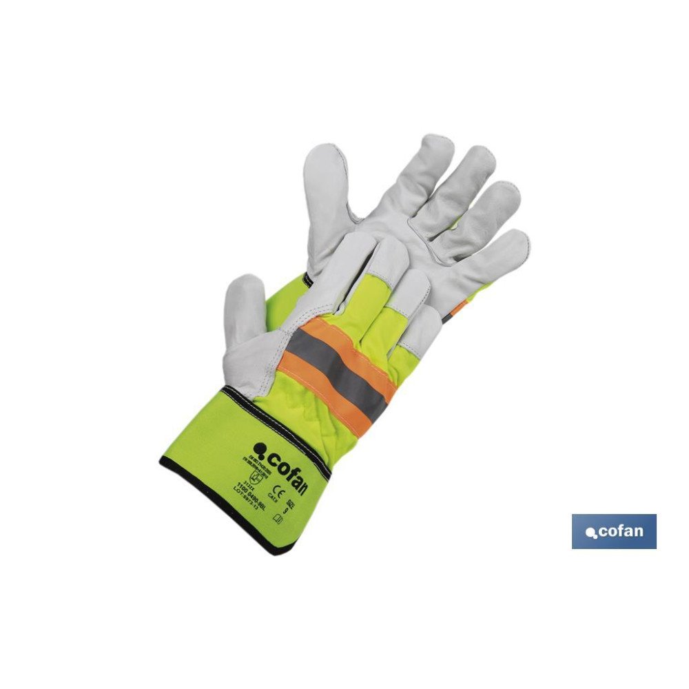 GUANTE VACUNO AMERICANO AMARILLO FLÚOR TALLA 10 (PACK: 12 UDS)