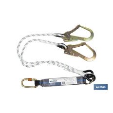 ESLINGA BIFURCADA DE CUERDA TRENZADA CON ABSORBEDOR DE ENERGÍA 1,50 M Y 2 GANCHOS (PACK: 1 UDS)