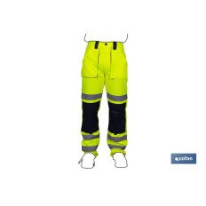 PANTALÓN DE ALTA VISIBILIDAD MODELO SIRIO AMARILLO Y AZUL MARINO TALLA L (PACK: 1 UDS)