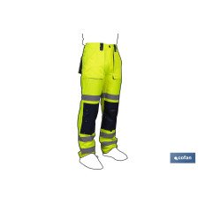 PANTALÓN DE ALTA VISIBILIDAD MODELO SIRIO AMARILLO Y AZUL MARINO TALLA L (PACK: 1 UDS)