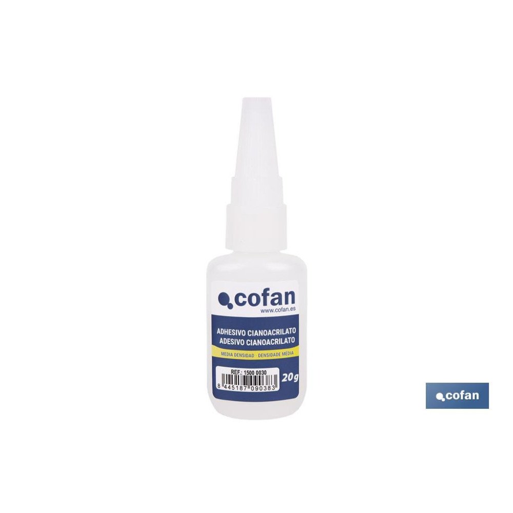 ADHESIVO CIANOACRILATO. MEDIA DENSIDAD 20 G (PACK: 1 UDS)