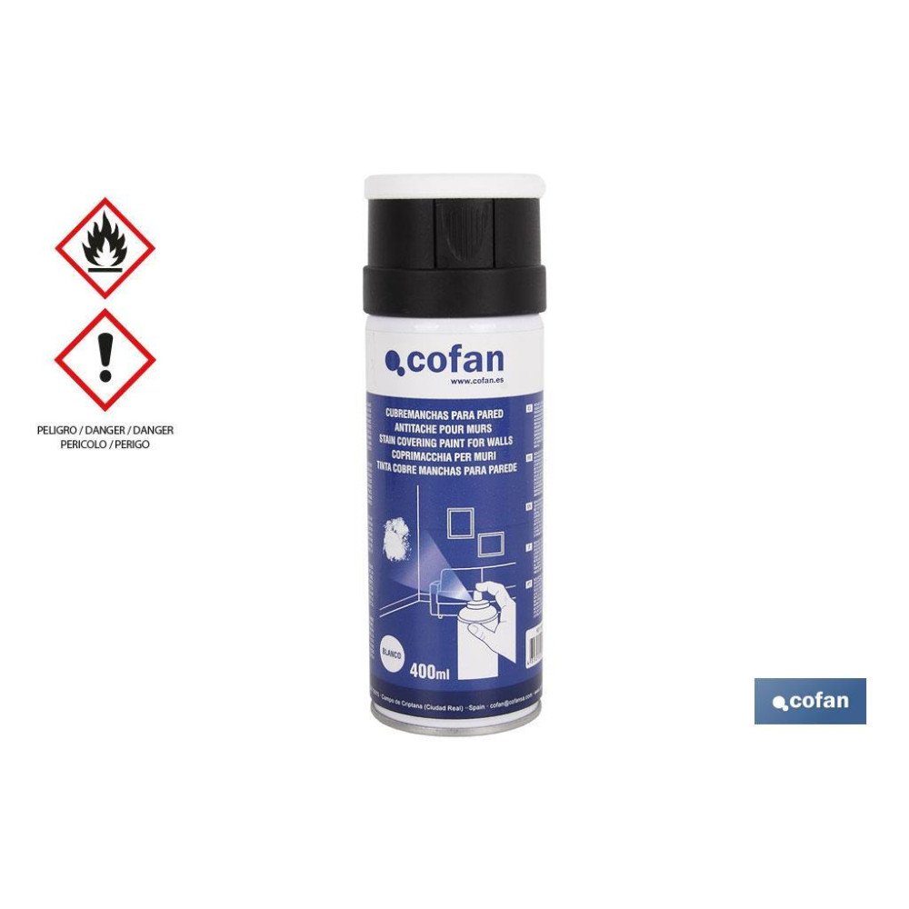 CUBREMANCHAS PARA PARED COLOR BLANCO 400 ML (PACK: 1 UDS)