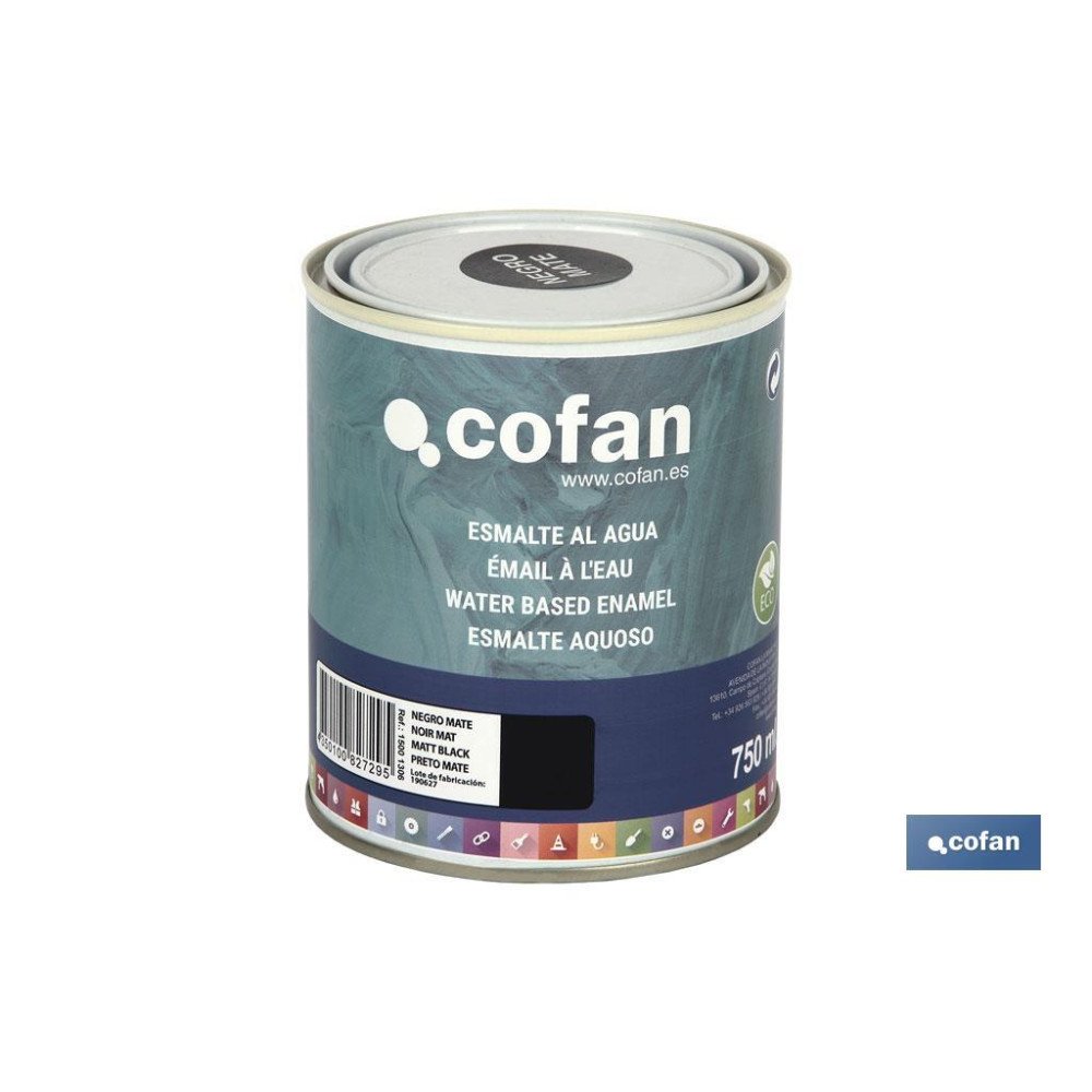 ESMALTE AL AGUA (750 ML) NEGRO MATE (PACK: 1 UDS)