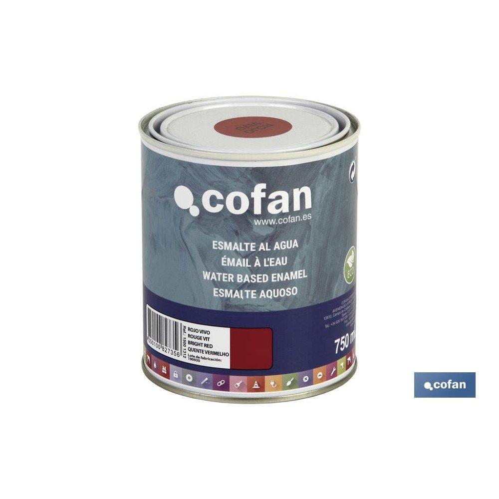 ESMALTE AL AGUA (750 ML) ROJO VIVO BRILLO (PACK: 1 UDS)