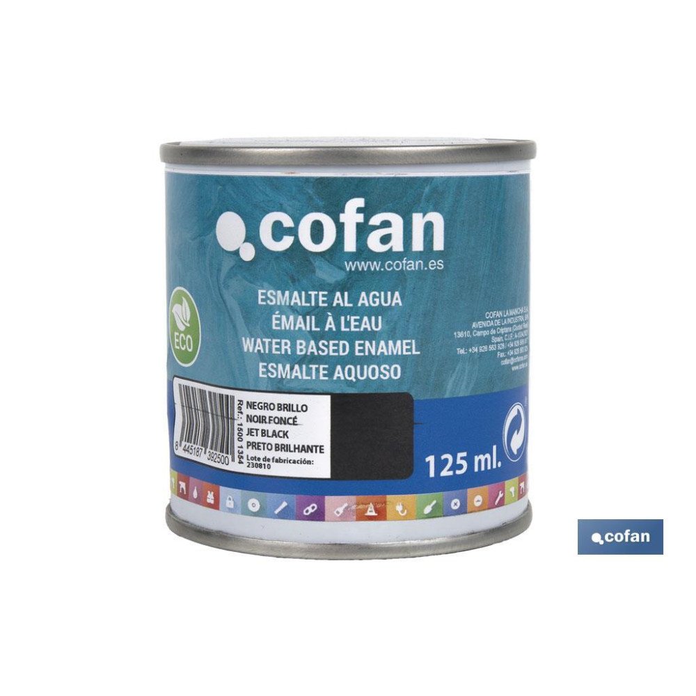 ESMALTE AL AGUA (125 ML) NEGRO BRILLO (PACK: 1 UDS)