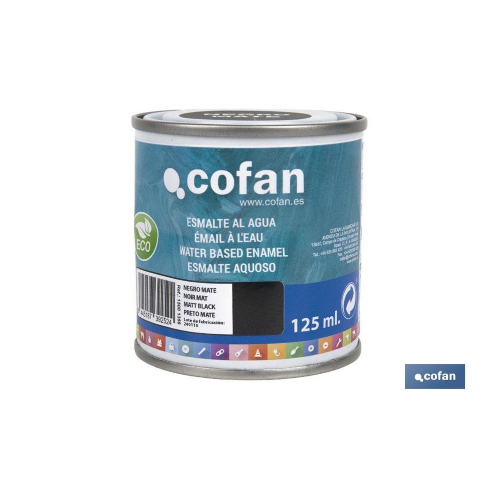 ESMALTE AL AGUA (125 ML) NEGRO MATE (PACK: 1 UDS)