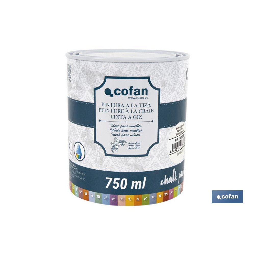 PINTURA A LA TIZA, CHALK PAINT, BLANCO ALGODÓN 750 ML (PACK: 1 UDS)