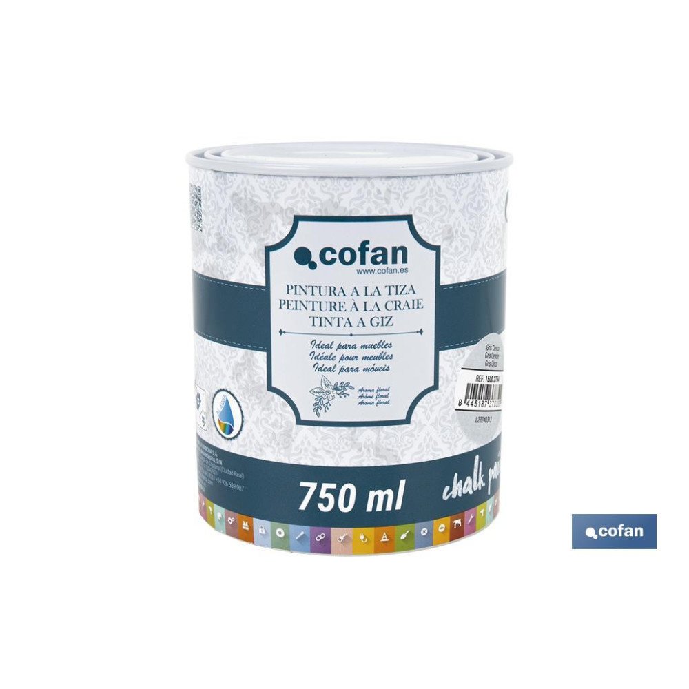 PINTURA A LA TIZA, CHALK PAINT, GRIS CENIZA 750 ML (PACK: 1 UDS)