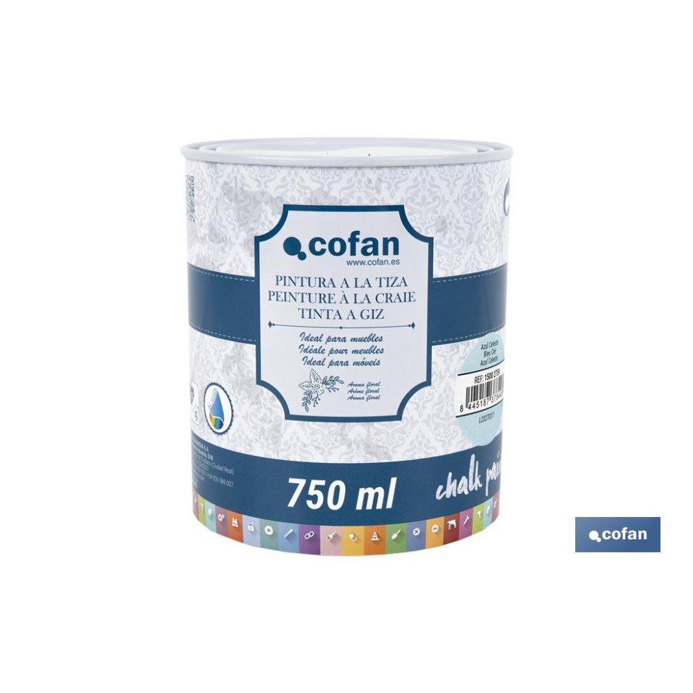 PINTURA A LA TIZA, CHALK PAINT, AZUL CELESTE 750 ML (PACK: 1 UDS)