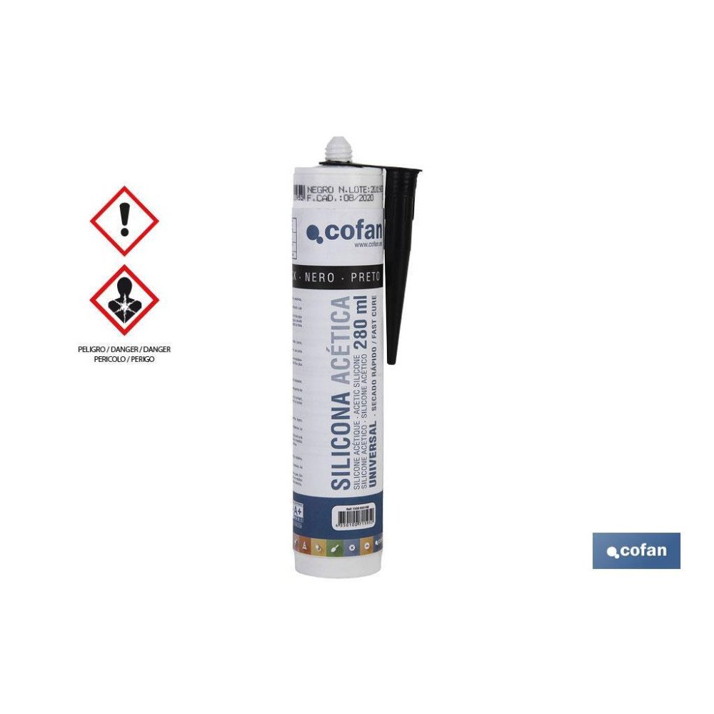 SILICONA ACETICA UNIVERSAL 280 ML NEGRO (PACK: 1 UDS)