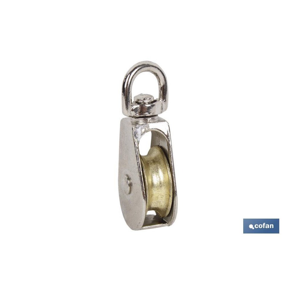 POLEA SIMPLE GIRATORIA NIQUELADA (Ø40MM) venta unitaria (PACK: 1 UDS)