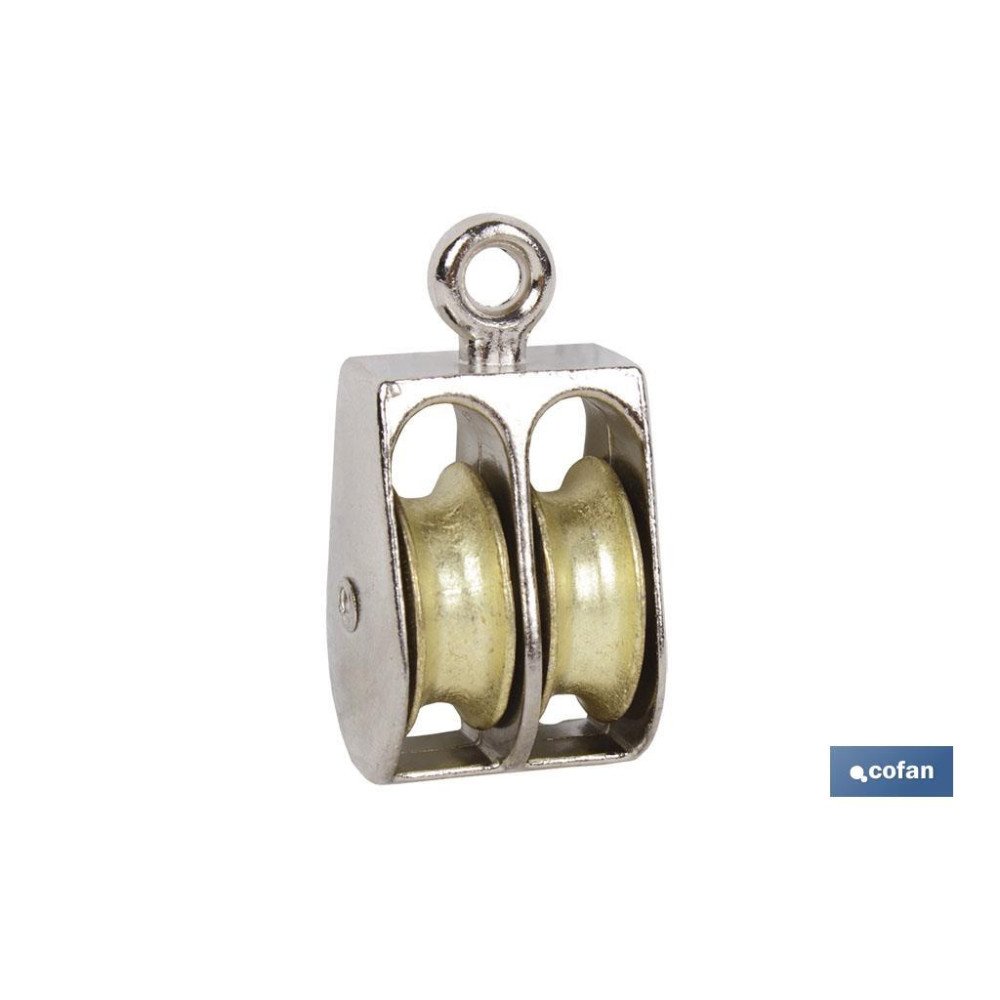 POLEA DOBLE FIJA NIQUELADA (Ø40 MM) (PACK: 10 UDS)