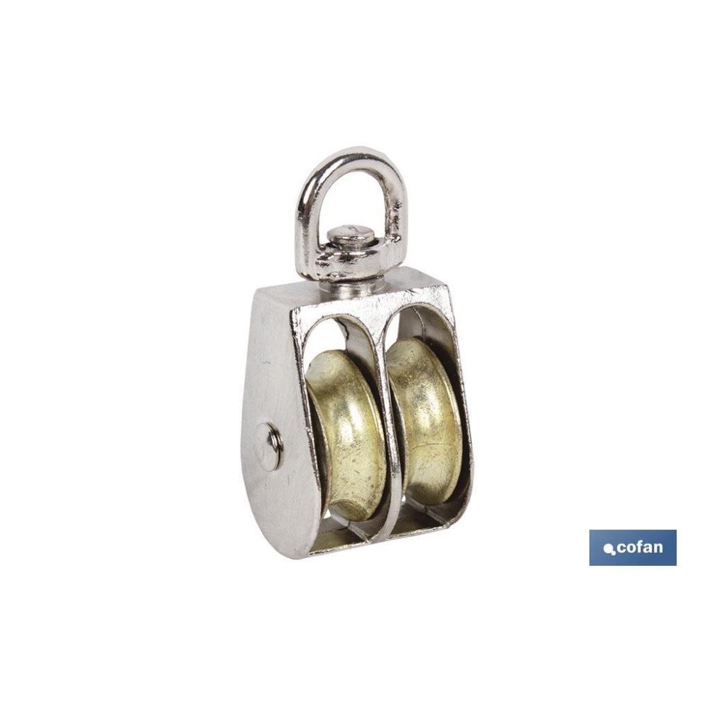 POLEA DOBLE GIRATORIA NIQUELADA (Ø40MM) (PACK: 10 UDS)