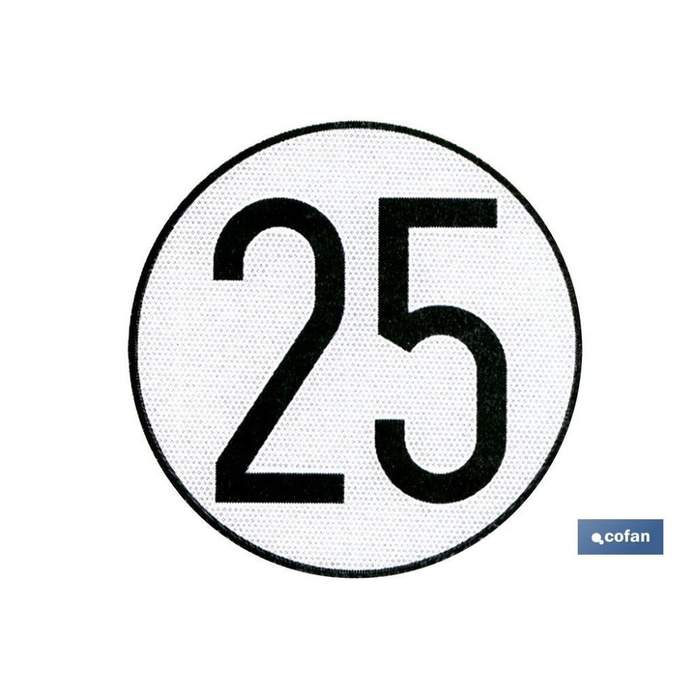 PLACA DE VELOCIDAD HOMOLOGADA 25 (PACK: 1 UDS)