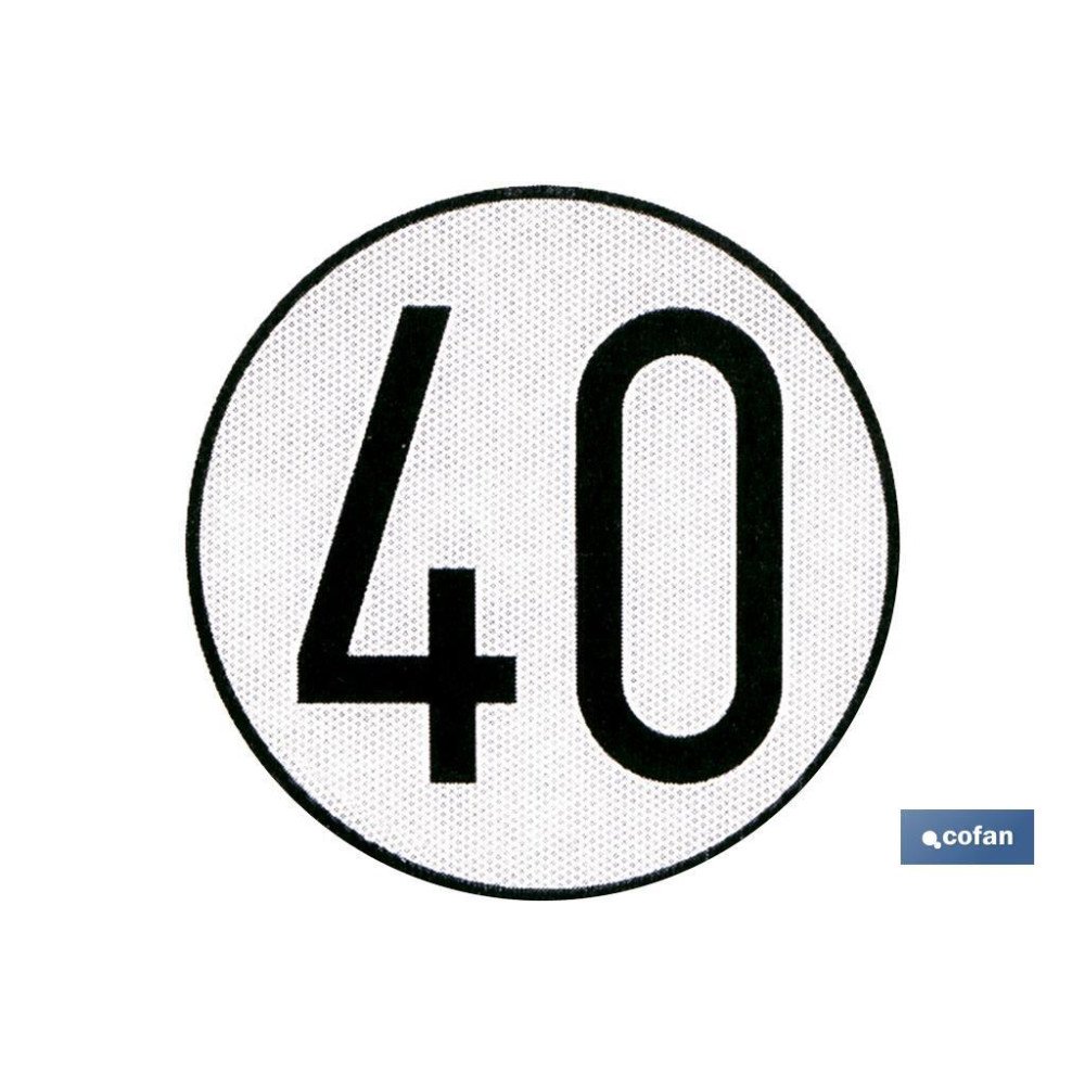 PLACA DE VELOCIDAD HOMOLOGADA 40 (PACK: 1 UDS)