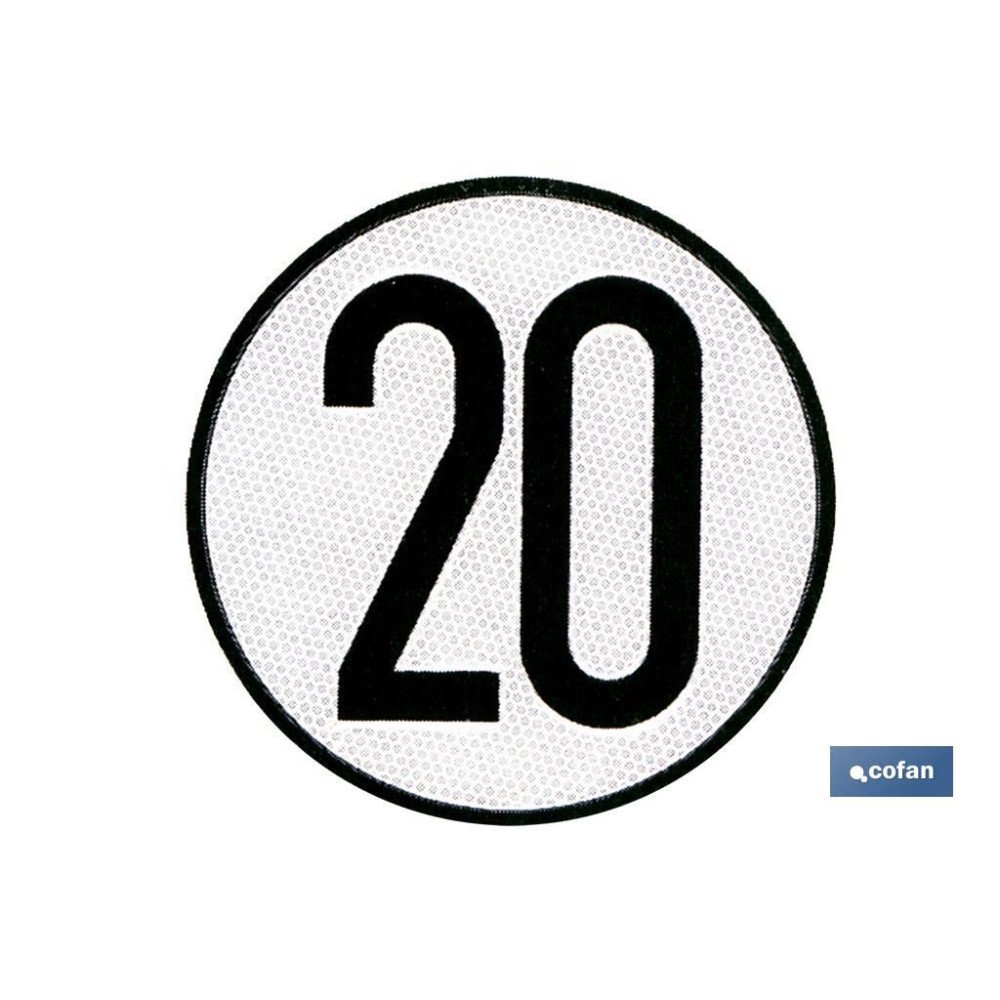 PLACA DE VELOCIDAD HOMOLOGADA 20 (PACK: 1 UDS)