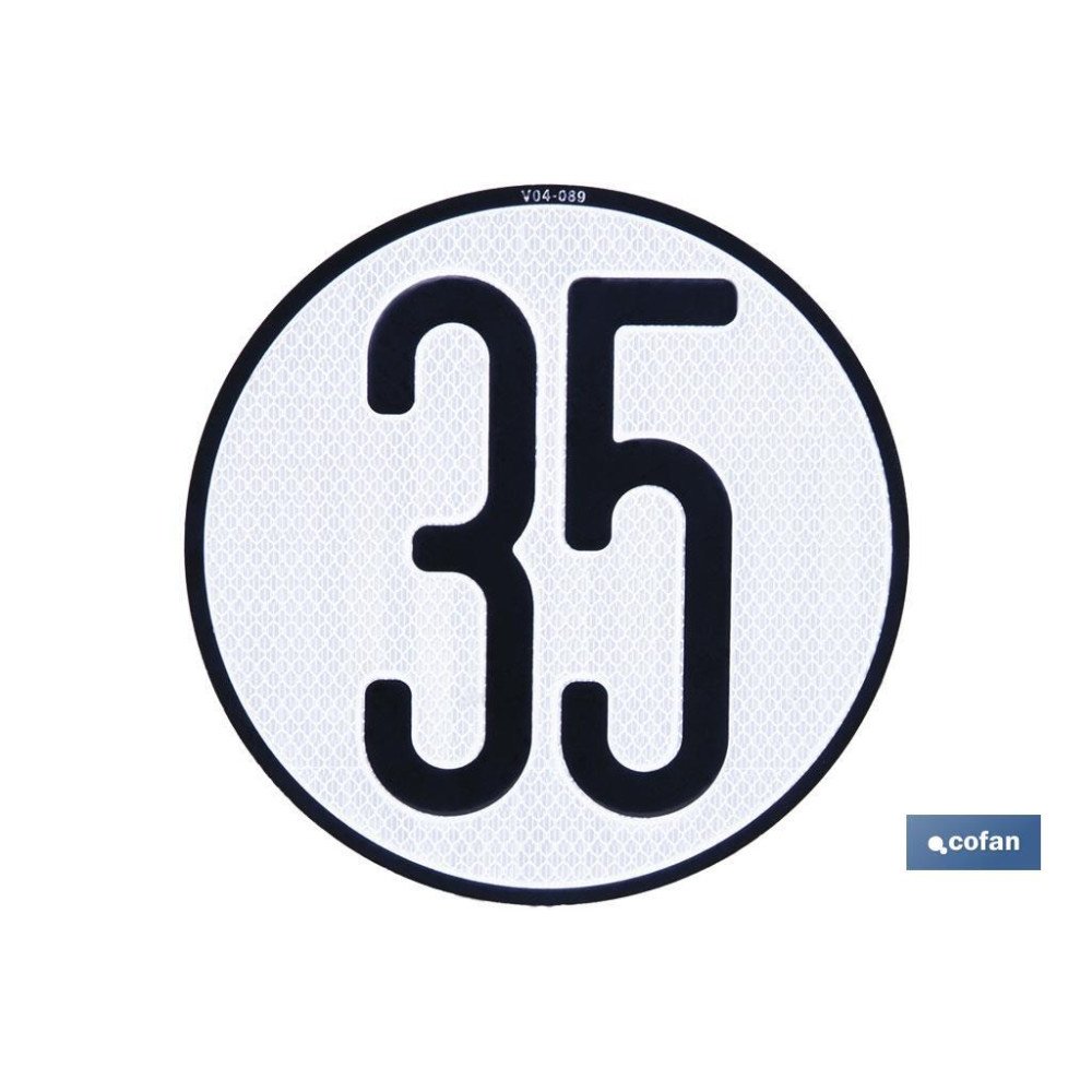 PLACA DE VELOCIDAD HOMOLOGADA 35 (PACK: 1 UDS)