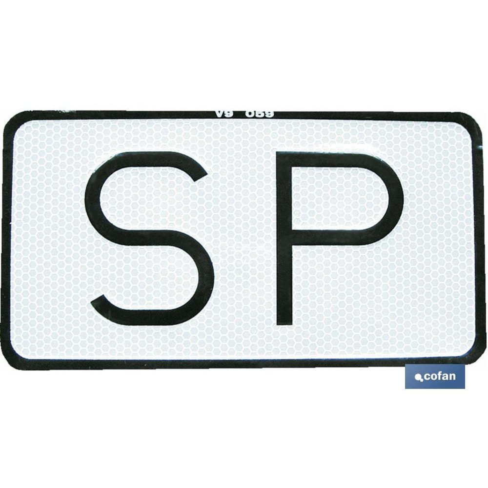 PLACA SP V-9 SERVICIO PÚBLICO 225X120 MM (PACK: 1 UDS)