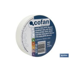 CINTA AISLANTE 180 Micras BLANCA 19mmX20 Metros venta unitaria (PACK: 1 UDS)